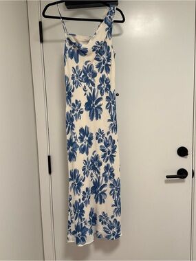 Reformation Blue Floral Slip Dress - White & Blue